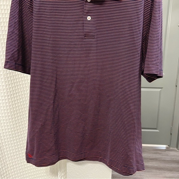 Untuckit mens wrinkle free polo shirt size M striped red & blue - Picture 4 of 10
